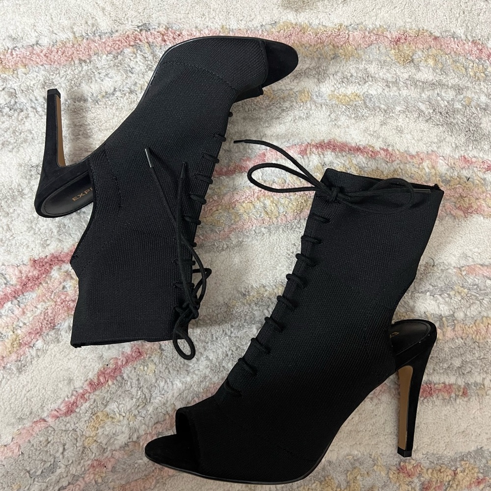 Express Black Lace-Up Stiletto Heels